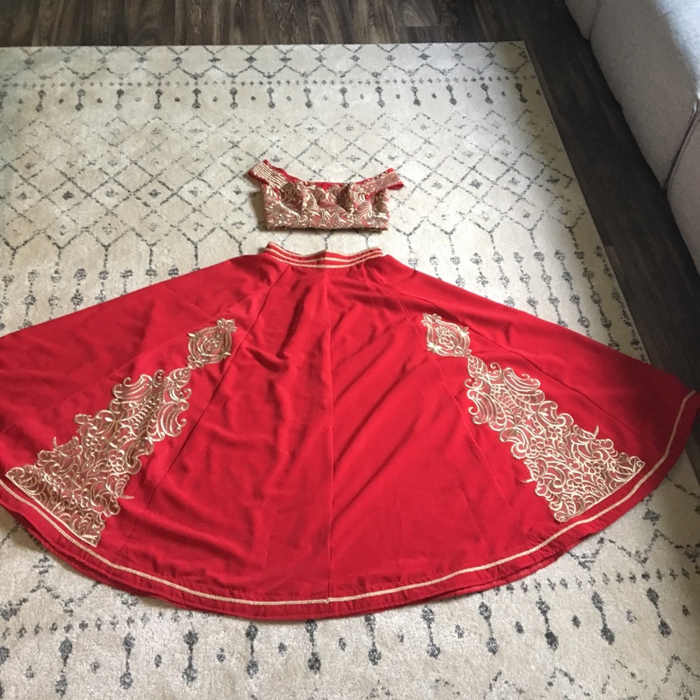 Red and Gold Lehenga